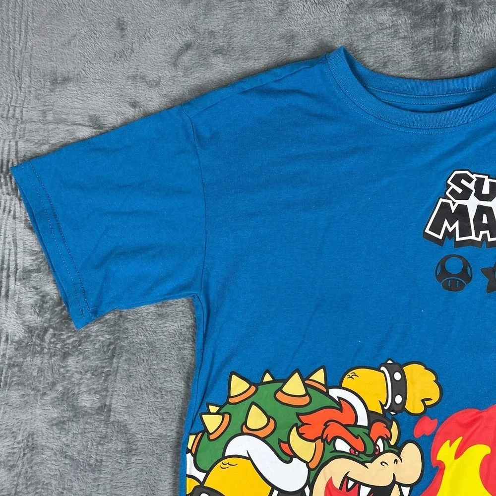 Super Mario Boys 2 Piece T-Shirt and Shorts Set Blue Gray Graphic Size 10/12